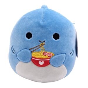 Squishmallows 8" Inch Rey Shark with Ramen Bowl Blue Plush NEW
